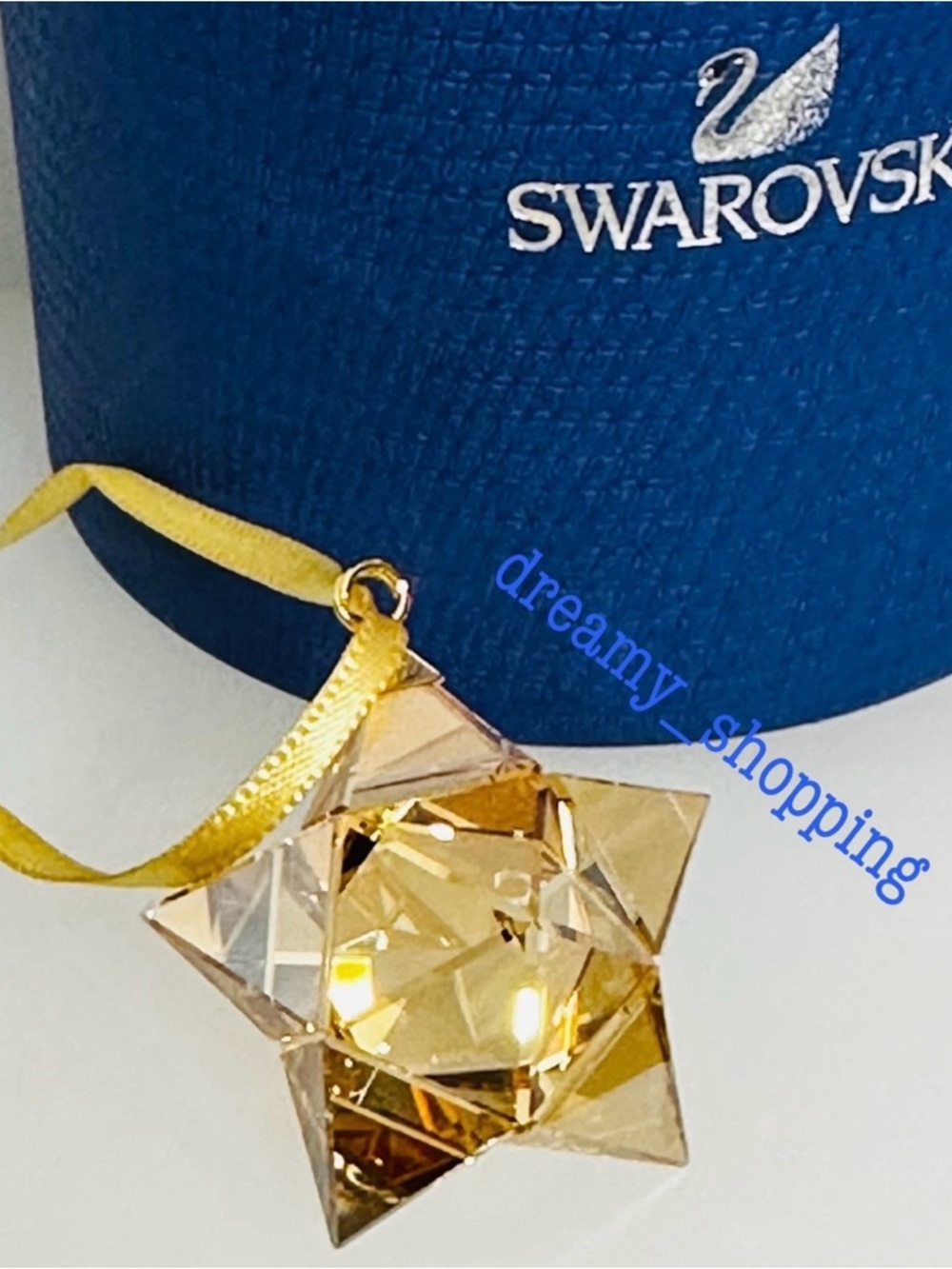 NIB Swarovski Christmas Dazzling 3D Star Small Gold Crystal Ornament #5223596